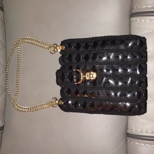 Marcus Vintage Crochet and Patent Leather Handbag